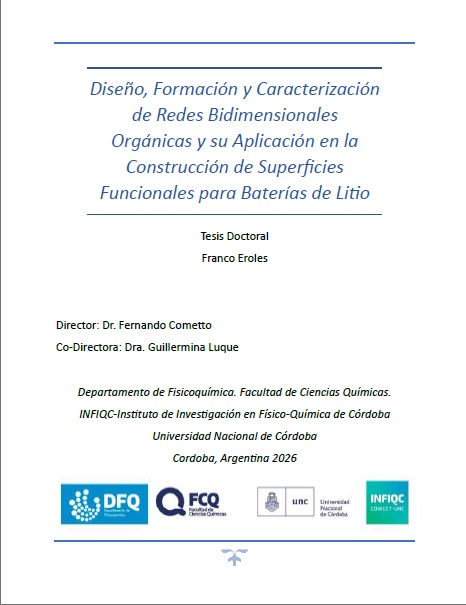 Diseño, Formación y Caracterización de Redes Bidimensionales Orgánicas y su Aplicación en la Construcción de Superficies Funcionales para Baterías de Litio